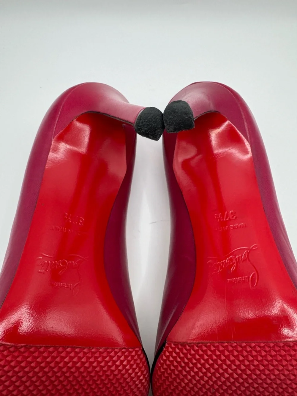 Christian Louboutin Very Privé 100 Peep-Toe Pump | Berry Leather | Size 37.5 - Picture 7 of 8